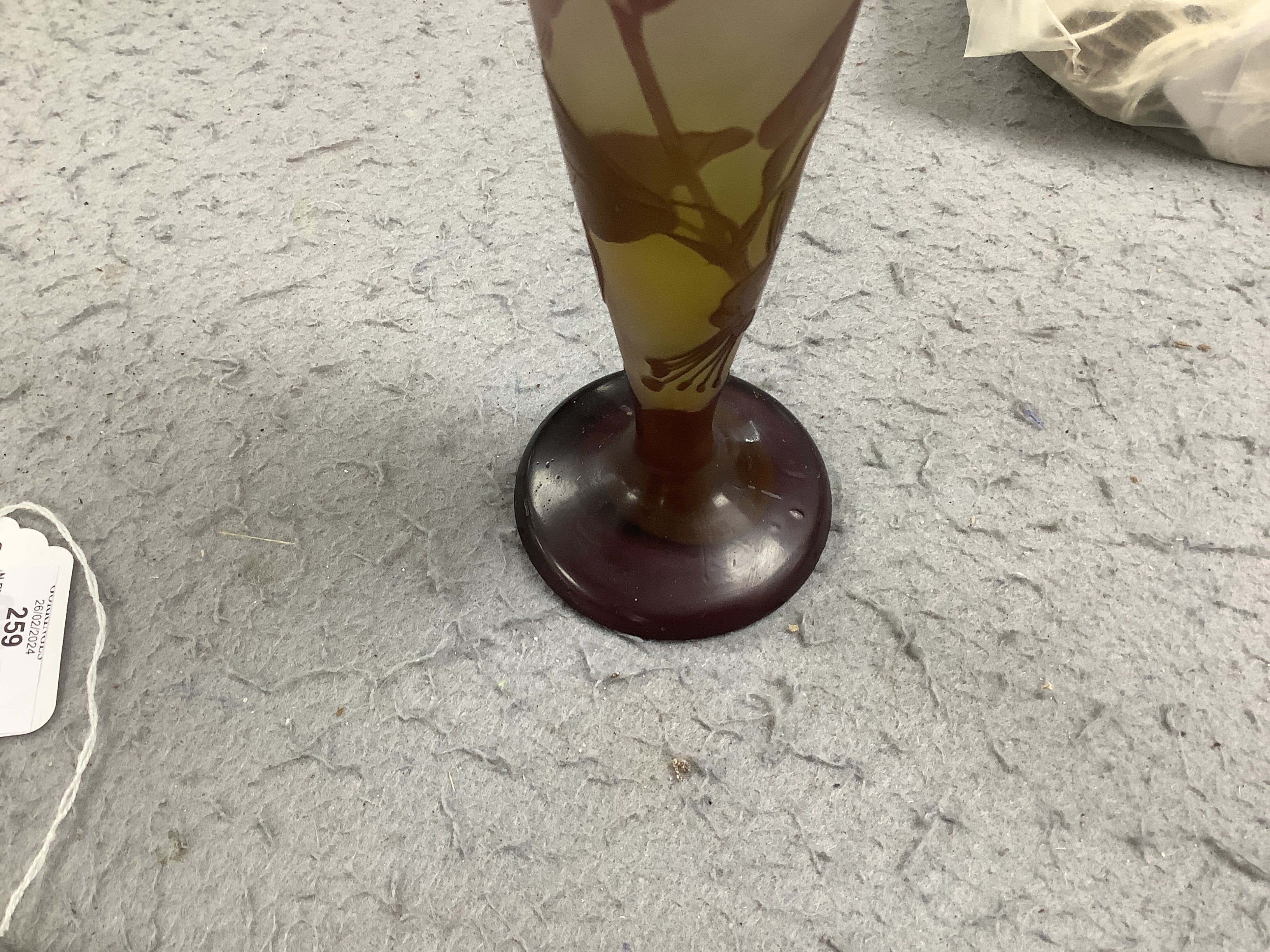 An Emile Galle cameo glass vase, signed, 24cm high